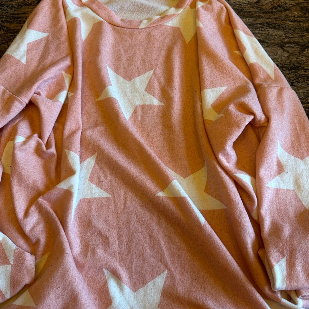First Love Small Pink Star Long Sleeve Top